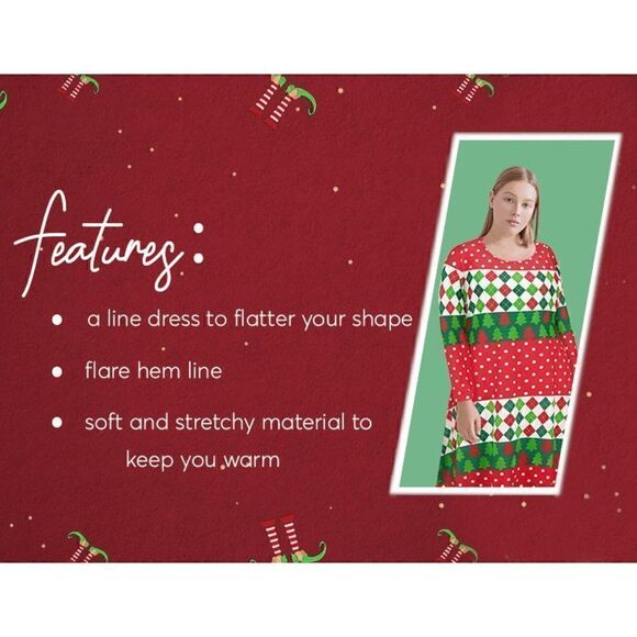 🎄 Plus Size Ugly Christmas Sweater Long Sleeve Skater Dress SIZE 1X NEW - Picture 4 of 6